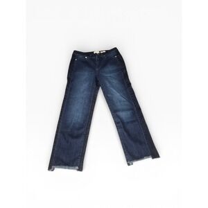 LOGO by Lori Goldstein Low Rise Straight Leg Jeans 6 Petite Raw Hem